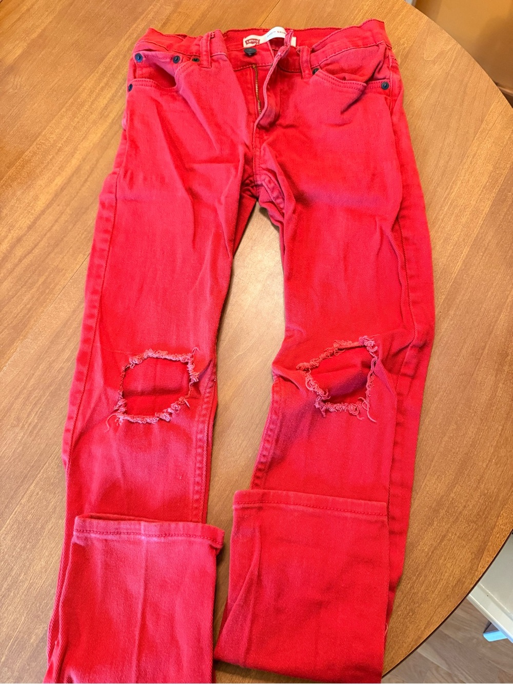 Levi's Women's Red Skinny Jeans with Knee Rips